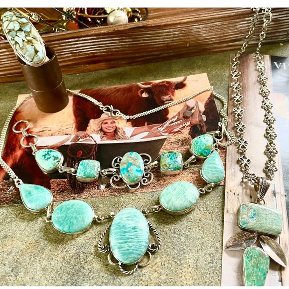 Assorted BLUE Mix and Match Sterling Silver Gorgeous Gemstones Vintage Jewelry - Picture 6 of 13